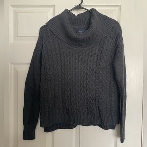 American Eagle Outfitters Cropped Dark Gray Cowl Turtle Neck Sweater size Small
